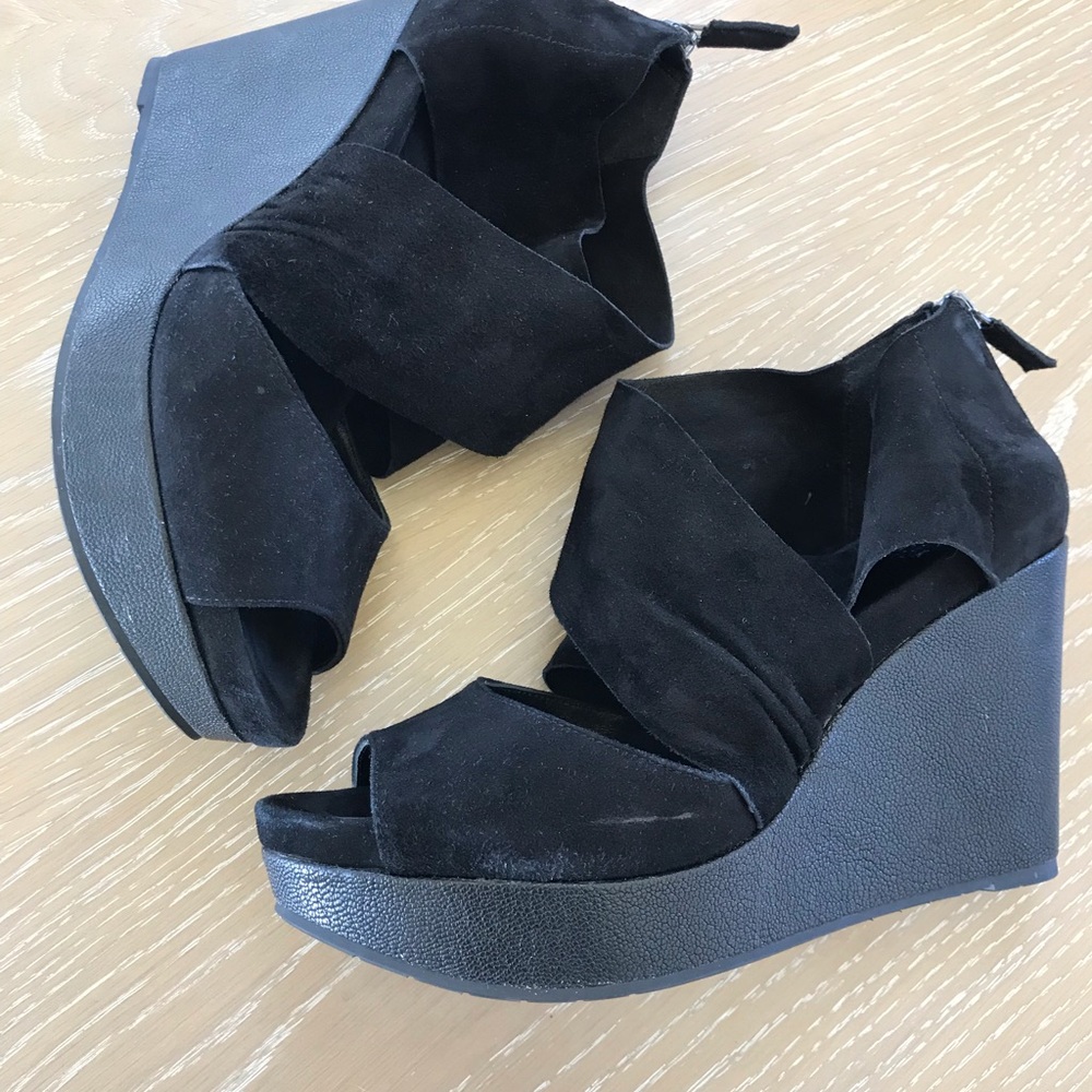 Eileen Fisher Draw Suede Wedge Shoes